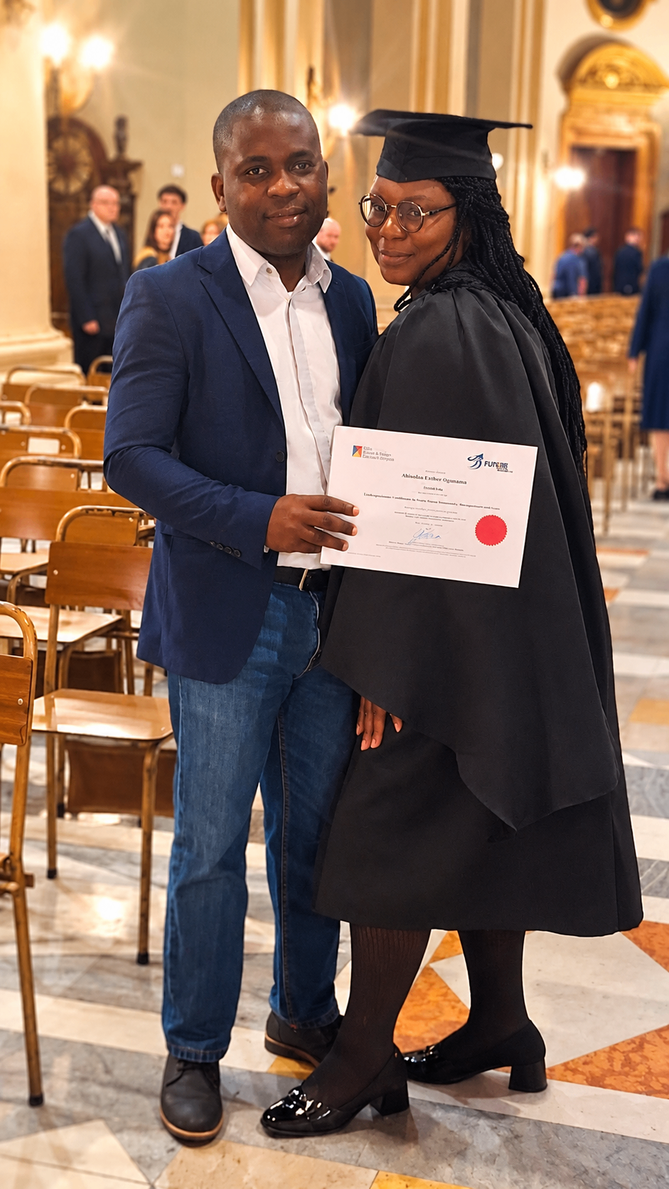 Celebrating Esther's graduation together